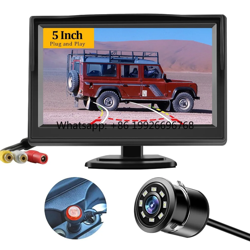

5 Inch TFT LCD Car Monitor System 2 Channels Rear View Monitor with Camera 2 Video Input 5inch Dashboard Rear View Monitor