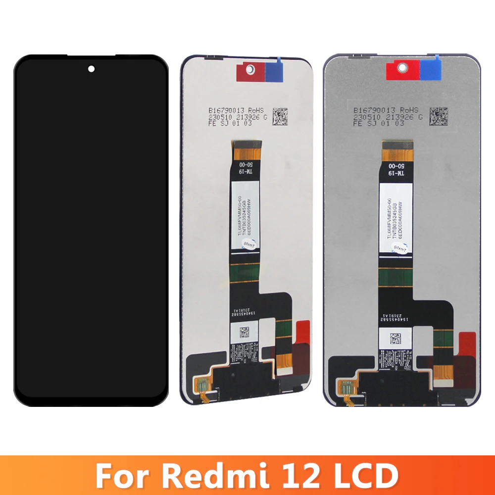 LCD 디스플레이 터치 스크린 디지타이저 어셈블리, 샤오미 레드미 12 LCD 23053RN02A 용 AMOLED, Redmi12 디스플레이 프레임 교체용, 6.79 인치