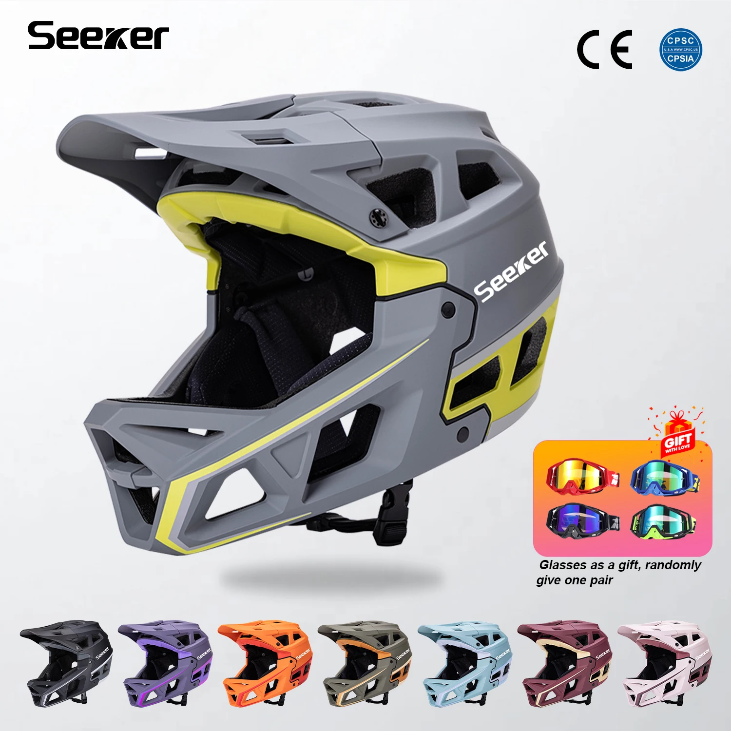 SEEKER New Off-Road Bicycle Full Helmet Integrated Molding Downhill Riding Helmet Outdoor Men and Women Mountain Bike Helmet