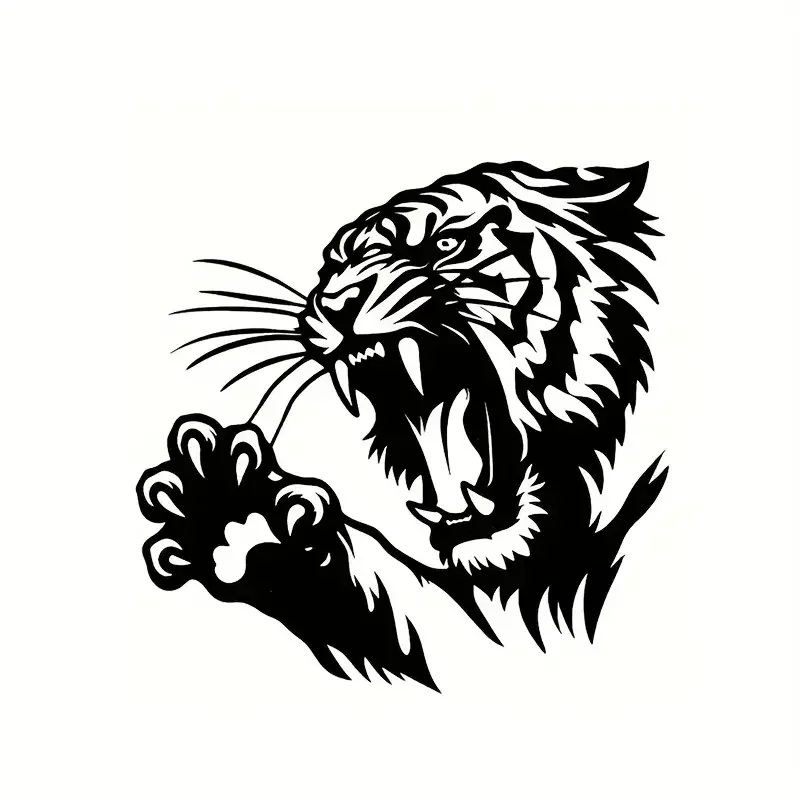 1pc 15.75X15.75 Inch Tiger Head And Claws Car Hood Side Decal, Removable Decoration, Suitable for Campervans And Rvs