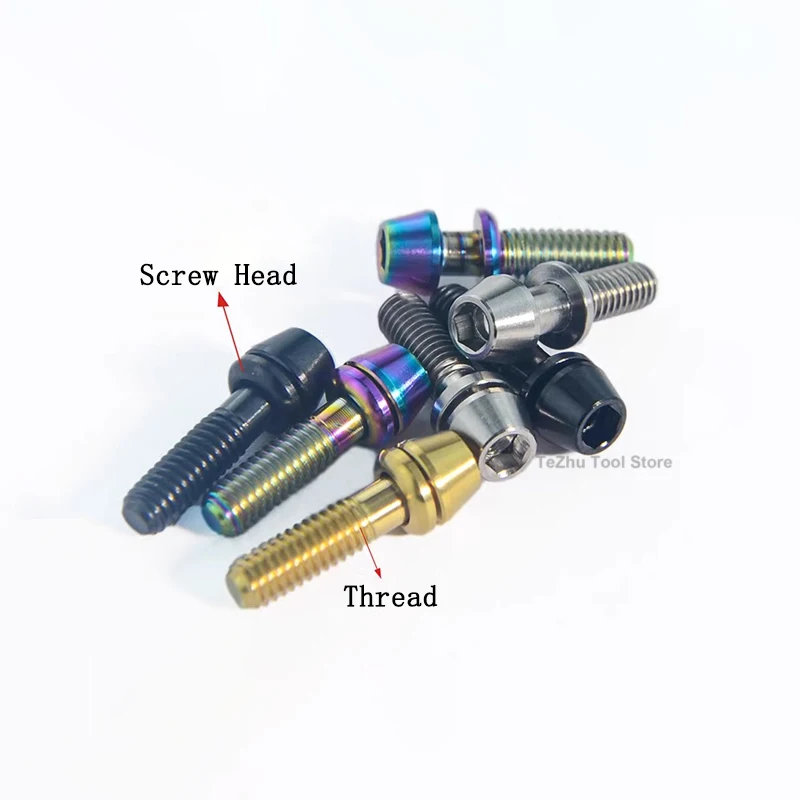 1Pcs Titanium Ti Bolt M4x15mm Taper Head With Washers Titanium Screws For Ritchey C260 Bicycle Stem