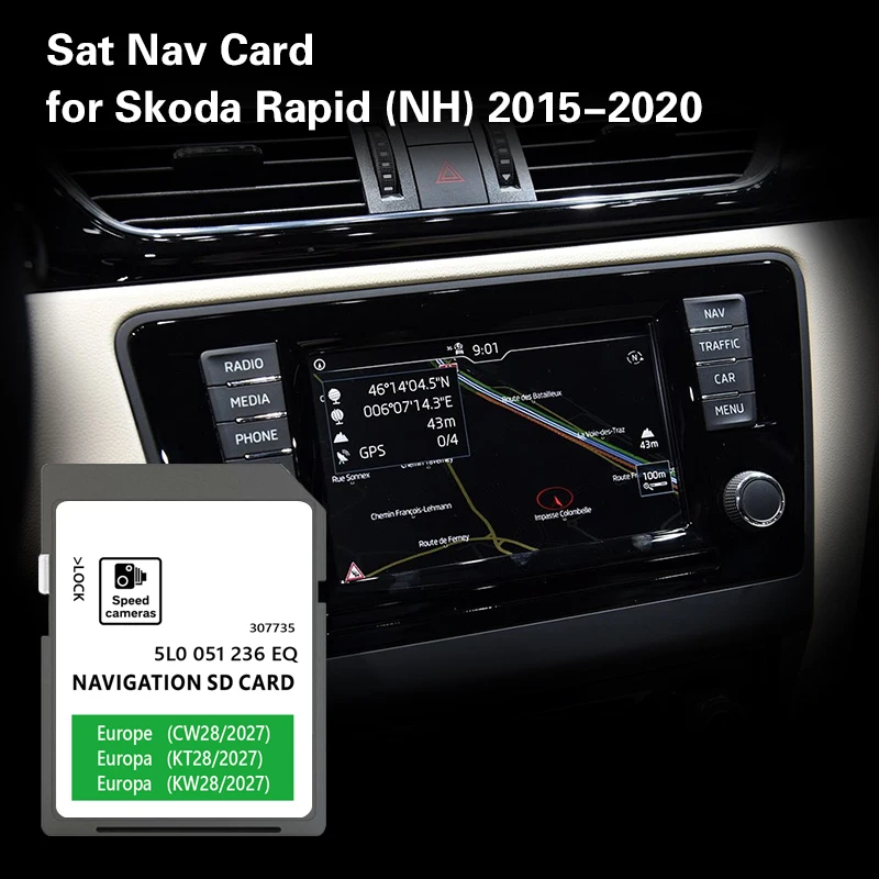 Fitting for Skoda Rapid from 2015-2020 MIB2 Update Greece UK Hungary Maps SD Card 32GB