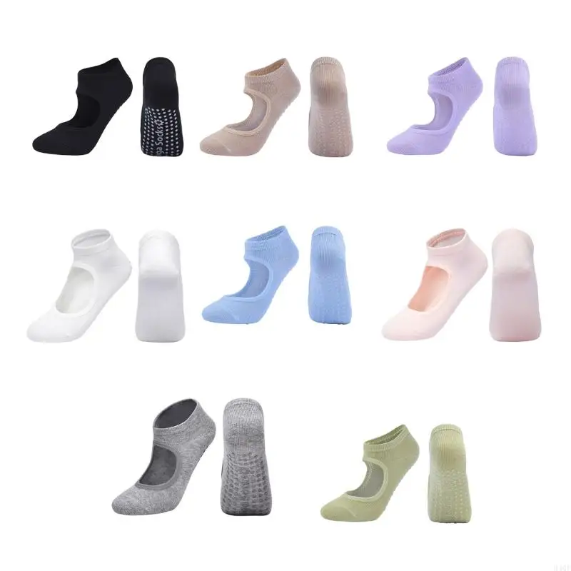 

340F Women Pilates Socks with Grip Athletic Socks Silicone Grip Gym Workout Sock Full Toe Ankle Fall Prevention Grip Sock