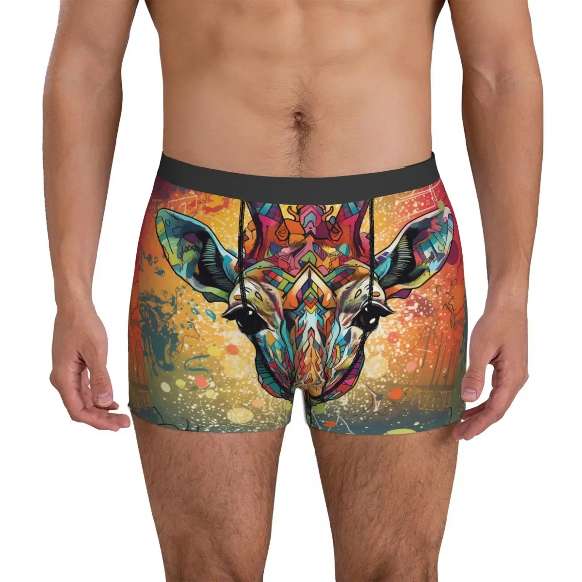 Giraffe Underwear Wall Graffiti Various Styles Men's Underpants Customs Cute Trunk Hot Boxer Brief Plus Size