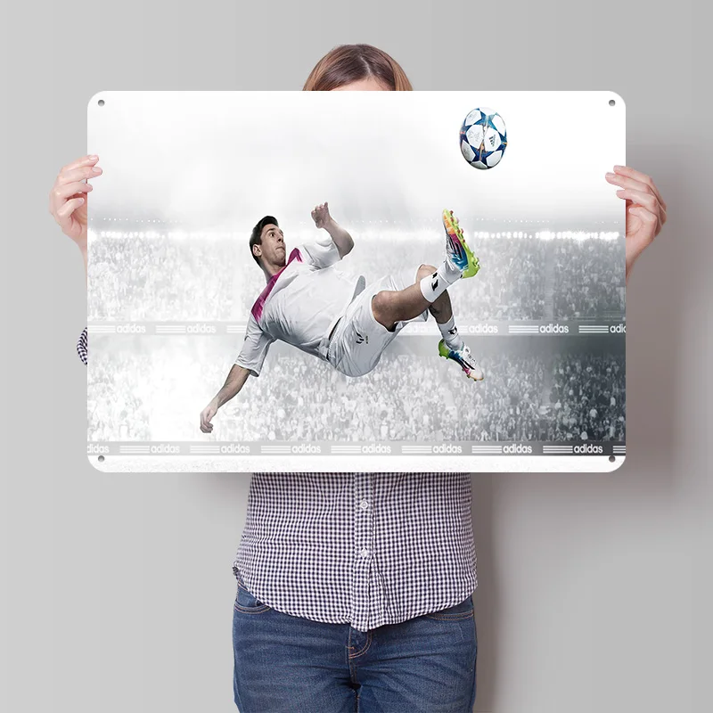 Lionel Andrés Messi Football Poster Customized Vintage Metal Signs Wall Art Retro Tin Plaque for Soccer Fans Room Accessories