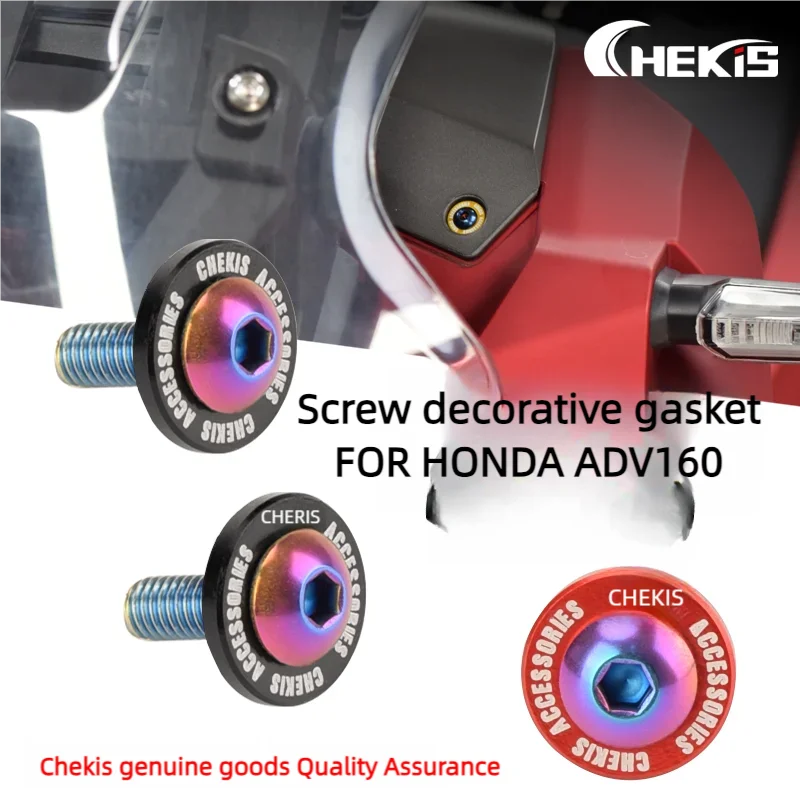 CHEKIS Genuine Motorcycle restoration Accessories For Honda ADV160 ADV150 Body Car Shell Modified Screw Gasket Front Panel Color Titanium Screw Decoration Washer Aluminum Alloy Accessories