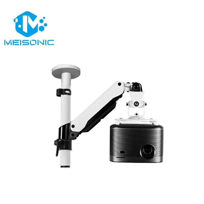 Meisonic White Ceiling Mount Projector Arm Rotate Hidden Adapter Strong Gas Spring Aluminum Alloy Adjustable Projector Mount