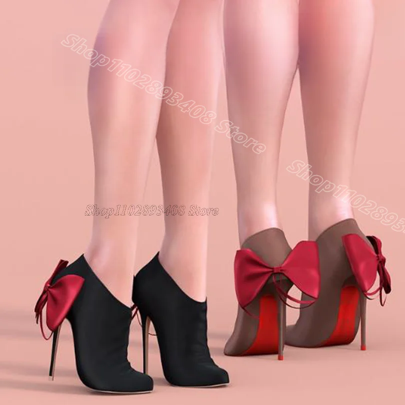 

Black Bowknot Decor Wedding Pumps Pointed Toe Stiletto Slip on Personality Women Spring Party Sweet Shoes Zapatos Para Mujere