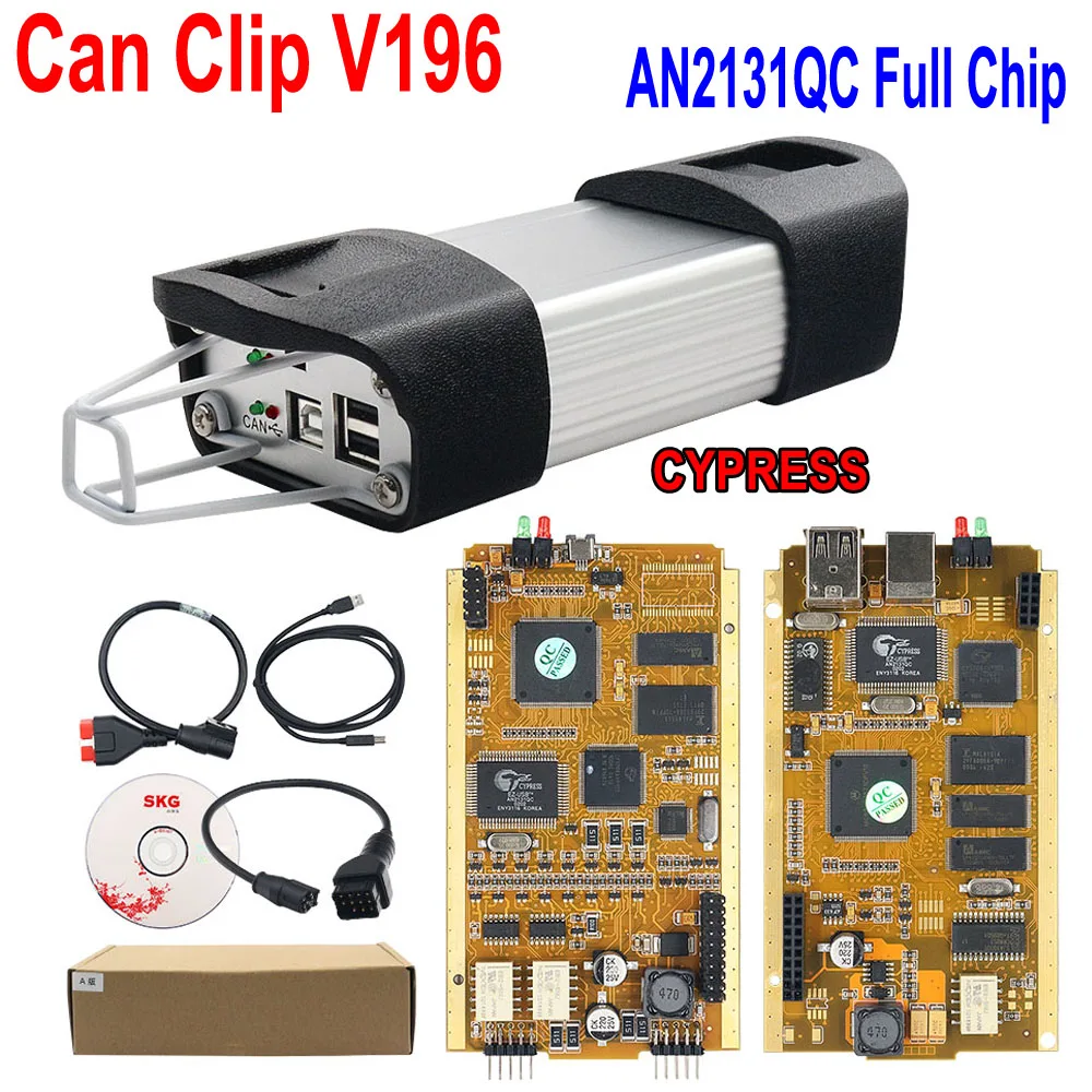 Best Gold edge PCB Board For Renault Can Clip V196 With CYPRESS AN2131QC Chip Best Quality CANCLIP OBD2 Diagnostic Scanner Tool