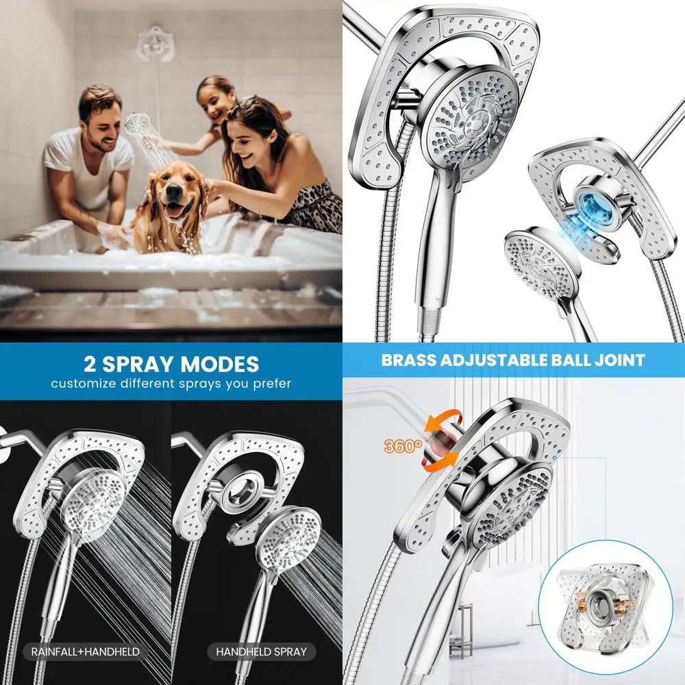 

7.2 2-in-1 Rainfall & Handheld Shower with Magnetic Dock, 10-Function Head, 59 Rotatable Hose