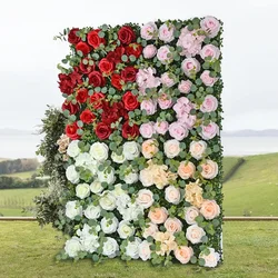 60CM Wedding Flower Arrangement Artificial Outdoor Flower Wall Three-dimensional Background Wall Decoration Eucalyptus Leaf Rose