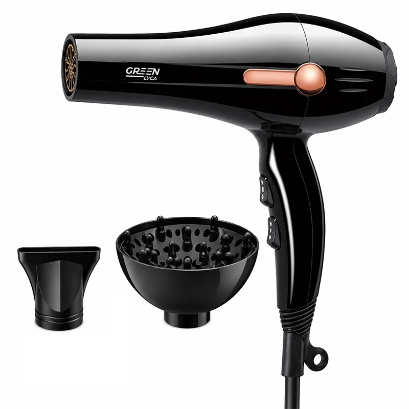 Asciugacapelli ionico, 2000 W, per uno styling delicato e un riscaldamento uniforme, 3 livelli di riscaldamento e 2 impostazioni separate per il flusso d'aria calda + impostazione per aria fredda, 2