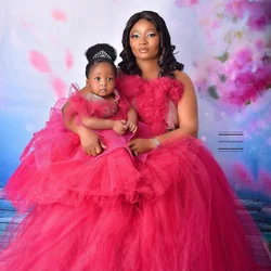 Luxury Mother And Daughter Evening Dresses For Family Look Photo   Shoot Ruffles Lace Ball Gown Puffy Tutu Mom And Me Matching G