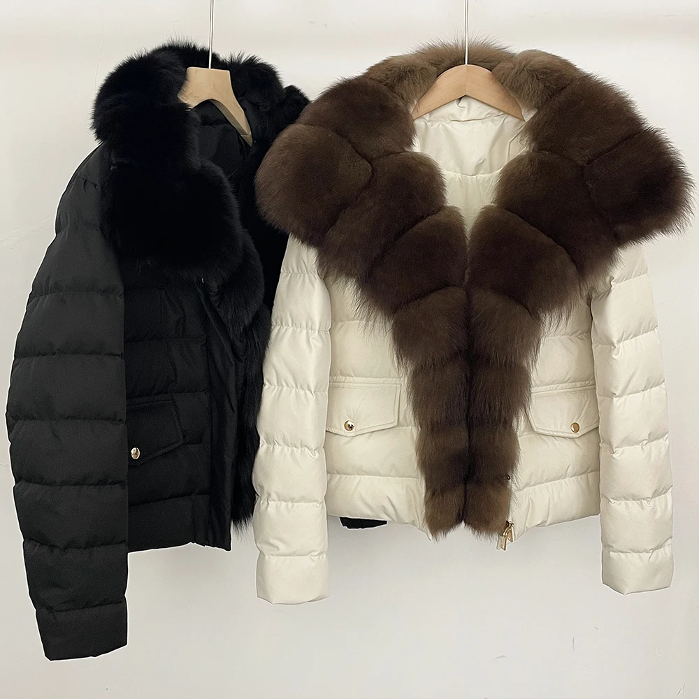 Women's Winter Down Jacket Lady New Coats and Jackets Real Fox Fur Coats Lightweight Puffer Women Duck Down Coats and Parks