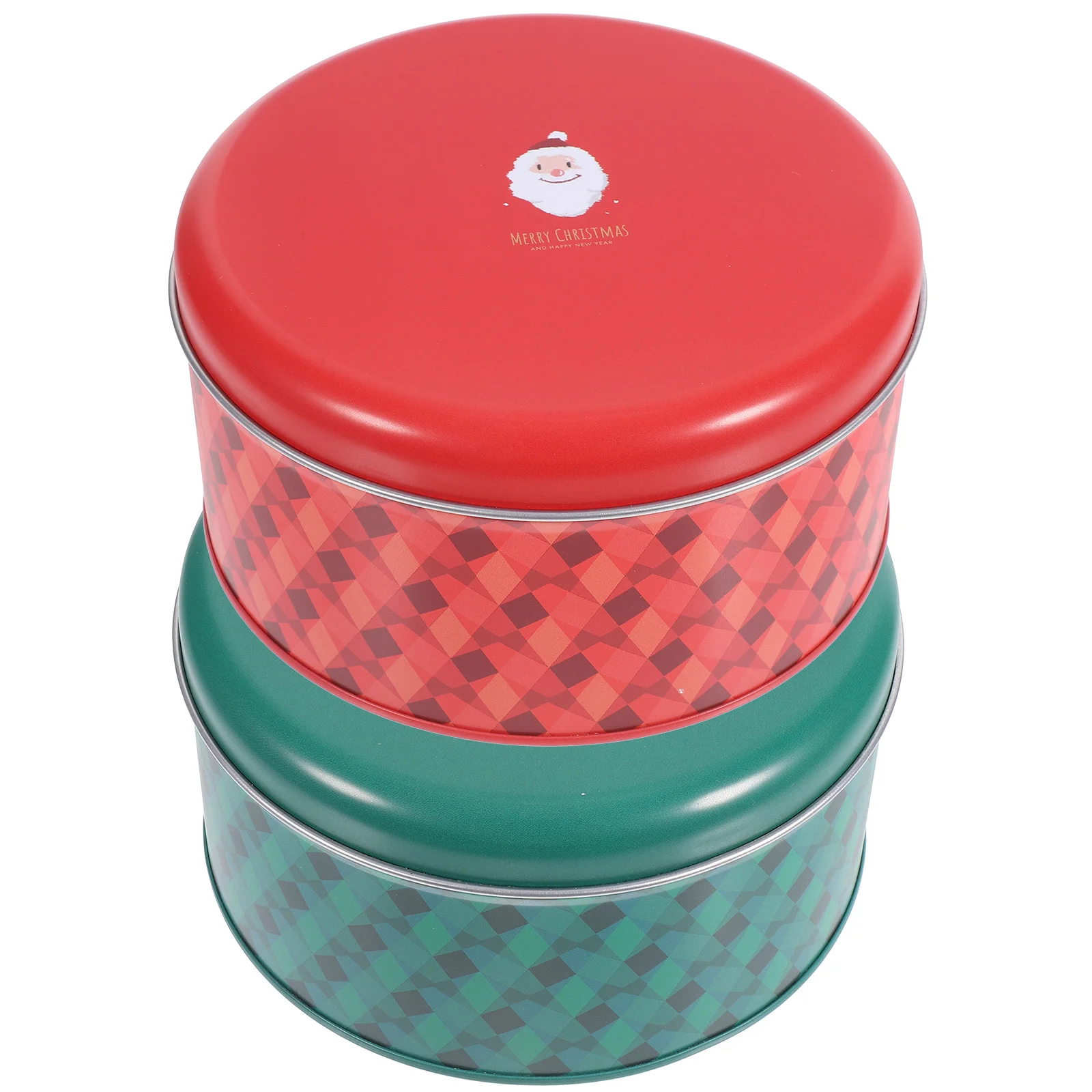 

2 Pcs Christmas Tin Box Cookie Cocoa Crisp Can Jar Containers Tinplate Storage Candy with Lid Holder