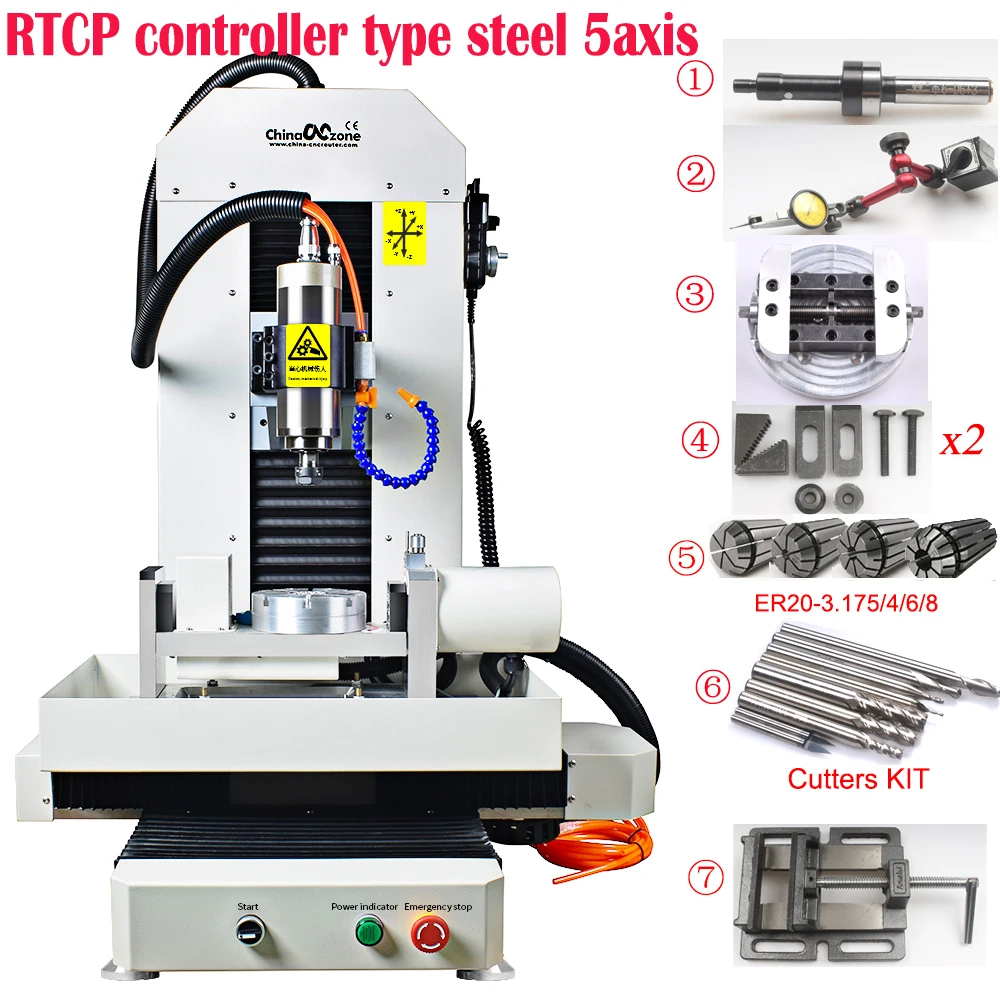 RTCP Steel CNC 5 Axis 2.2KW Steel structure 3040 Router Engraving Milling/Cutting Machine XYZAC SERVO MOTORS XYZ LINEAR GUIDE