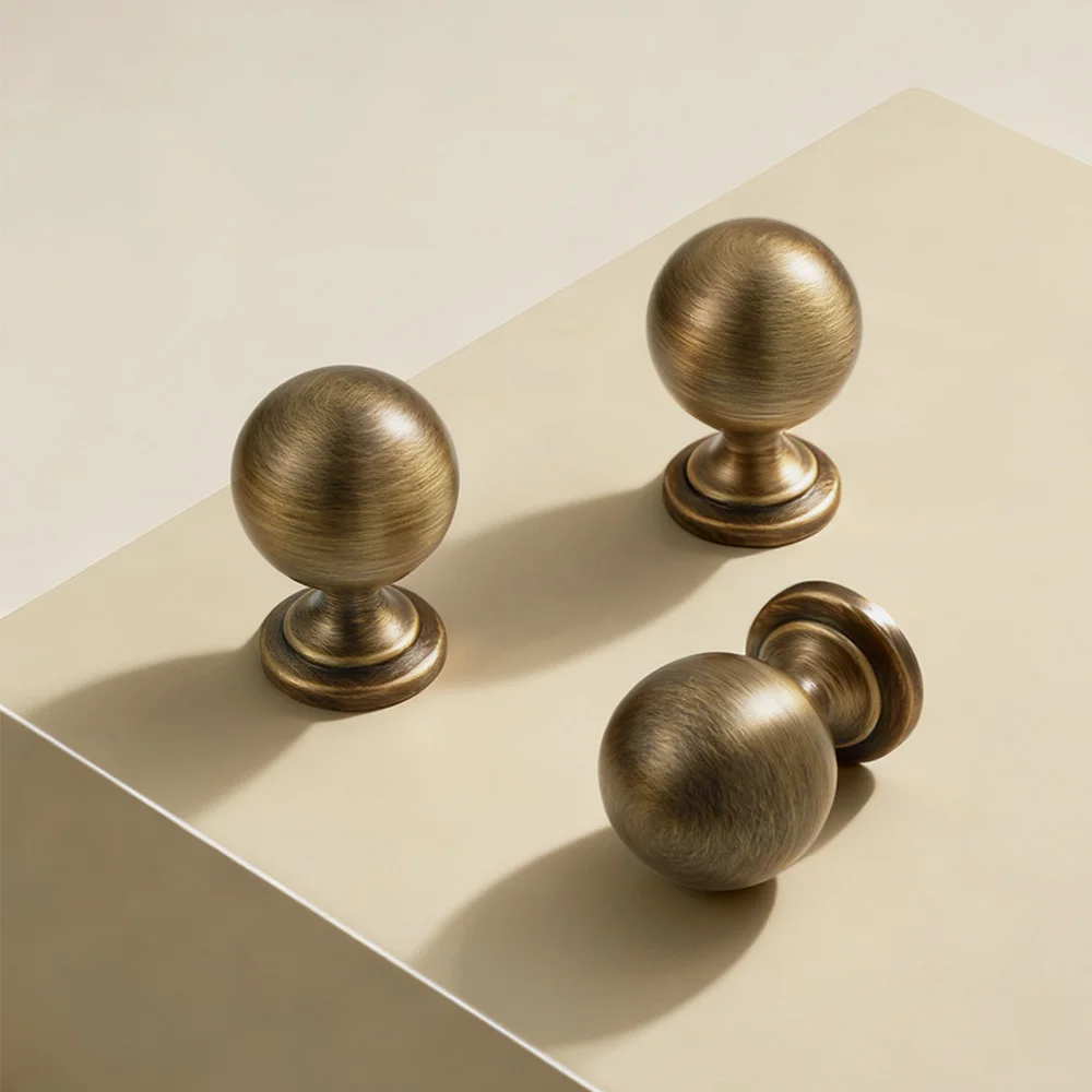 Solid Brass Smooth Round Cabinet Knobs Drawer Handles Wardrobe Touch Comfortable Feel Cupboard Pull