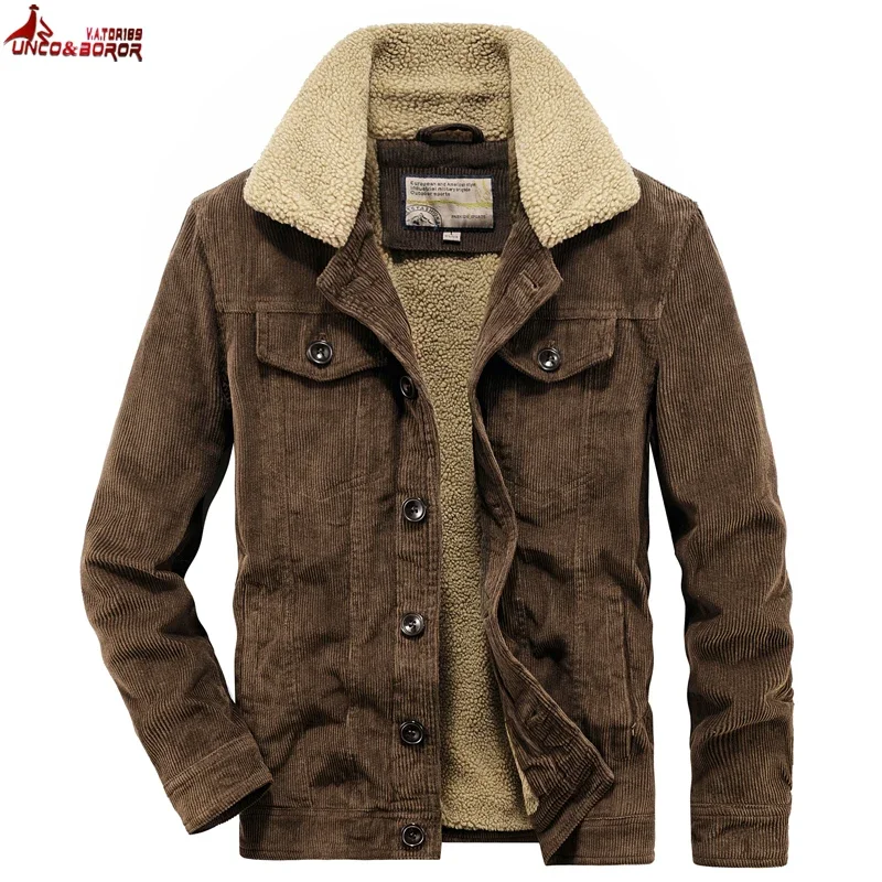 Winter Denim Jacket Men Thick Fleece Streetwear Motorcycle Corduroy Parkas Coats Warm Windbreaker Overcoat Jackets Homme Clothes