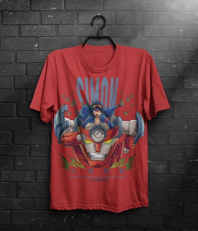Tengen Toppa T-shirt Vintage Loose Oversized Unisex Print T-shirts for Men Women Fashion Hip Hop Retro Fashion high quality soft