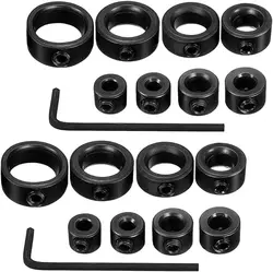 Depth Stop Drill Bit, 18 Piece Drill Stop Collar Set Positioner Ring and Hex Wrench (3mm, 4mm, 5mm, 6mm, 8mm, 10mm, 12mm, 16mm)