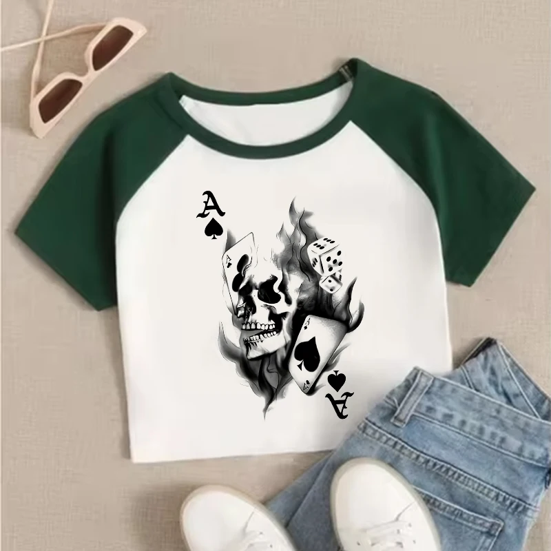 Y2k Moda Creativa Modello Comico Stampa Estetica Donna Tee Sexy Slim T-shirt a maniche corte Goth Harajuku Streetwear Crop Top