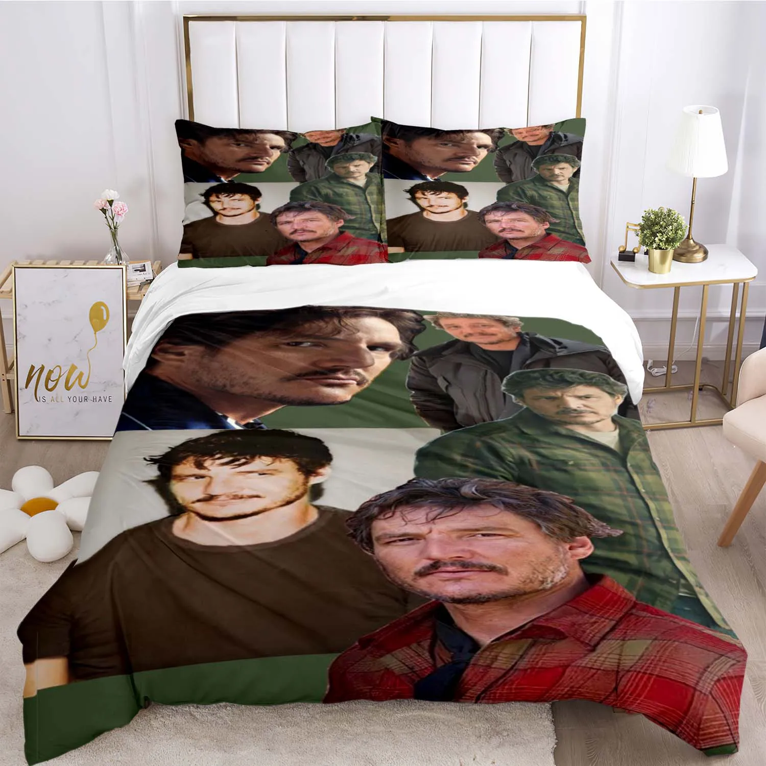 Pedro Pascal Pattern Quilt Cover With Pillowcases 3D Digital Printed Bedding Set Twin Full Queen King Gift