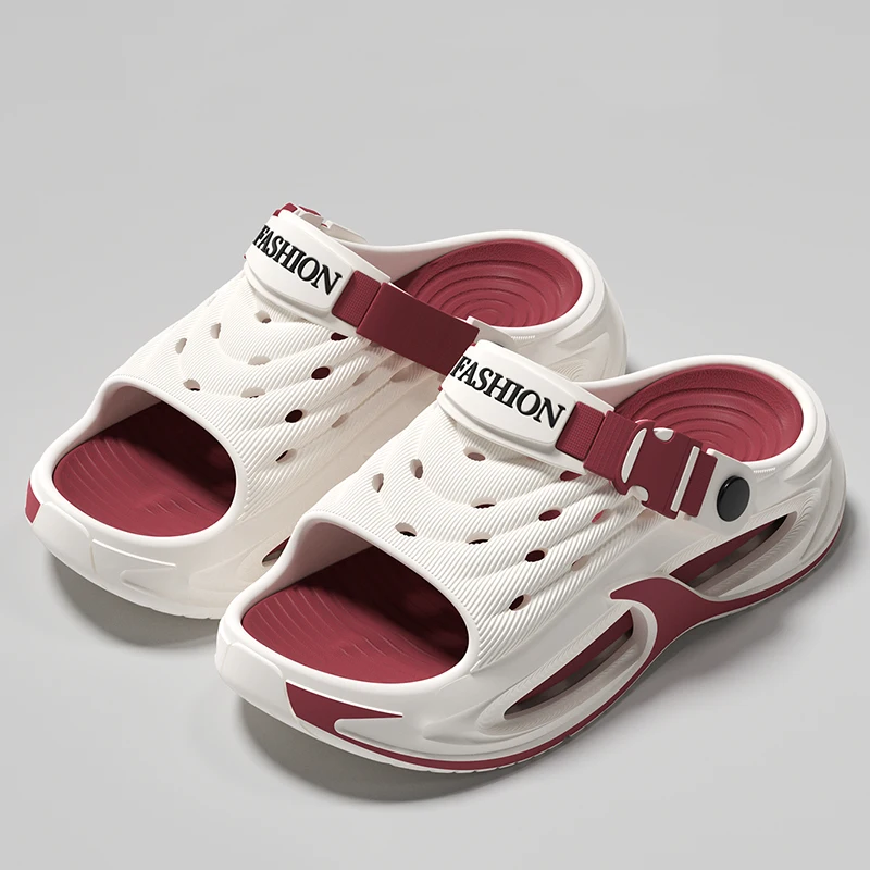 Summer Open Toe Outdoor Slippers Men Thick Bottom Non Slip Beach Sandals Men Comfortable Hollow Out Soft Sole Eva Flip Flops