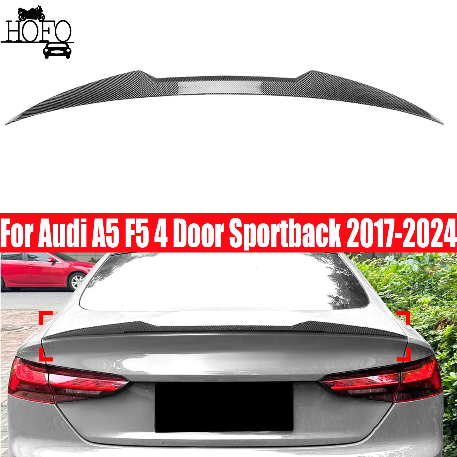 

ABS Tail Trunk Wing Decoration Gloss BLack color Rear Lip Spoiler For Audi A5 F5 4 Door Sportback 2017-2024