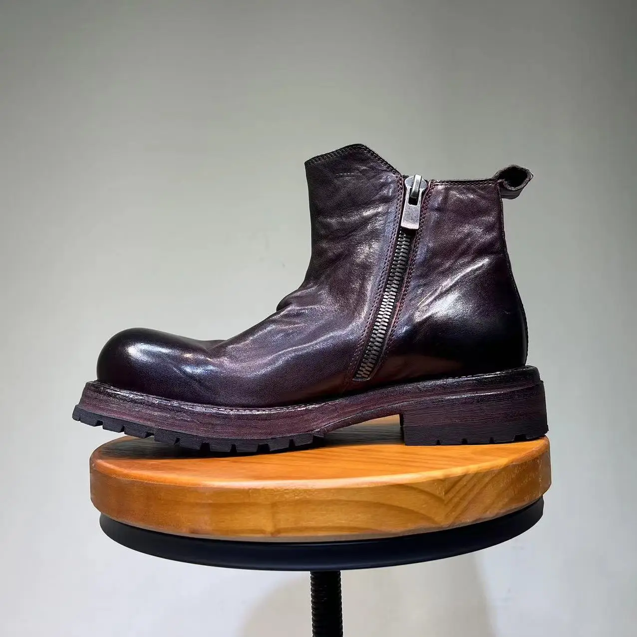 Goodyear Handmade Luxury Customized Wash Leather Sole Retro  4cm sole Boots