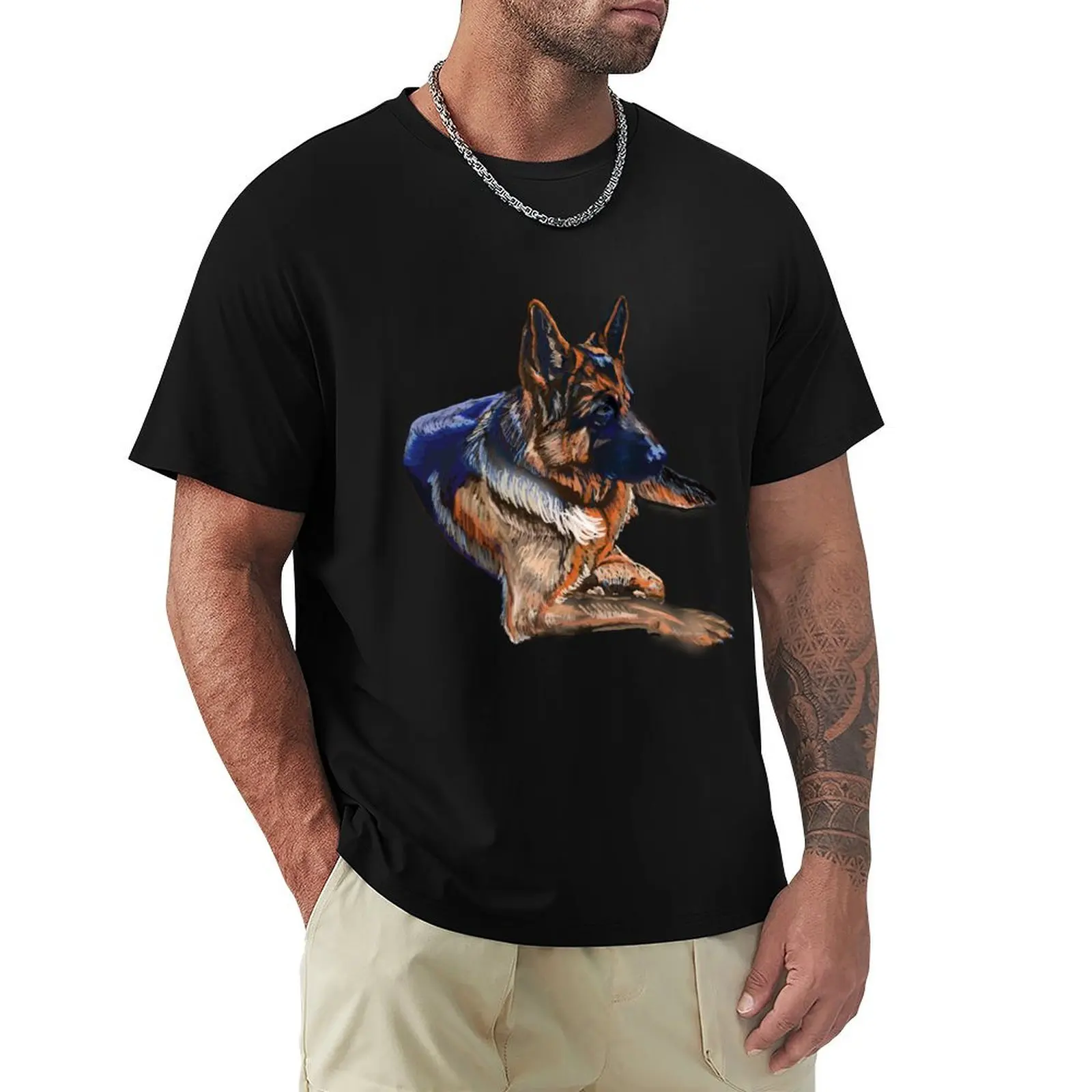 

Young German Shepherd T-Shirt Classic Crew Neck Cotton T-Shirt