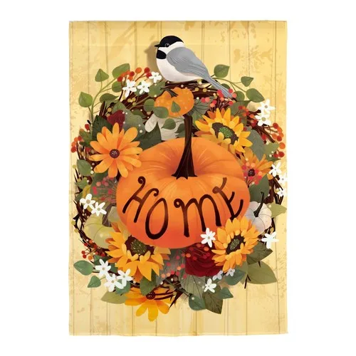 Pumpkin Wreath 14M12049 Evergreen MOIRE Garden Flag 12.5” x 18” ZZO EEZ