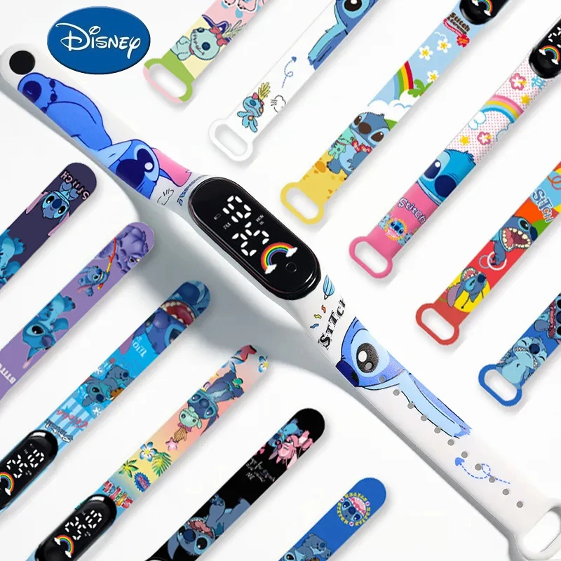 

Disney Fashion Disney Stitch Children Watches Girls Sport Wristband Bracelet Waterproof Kids LED Watch Touch Digital Clock gift