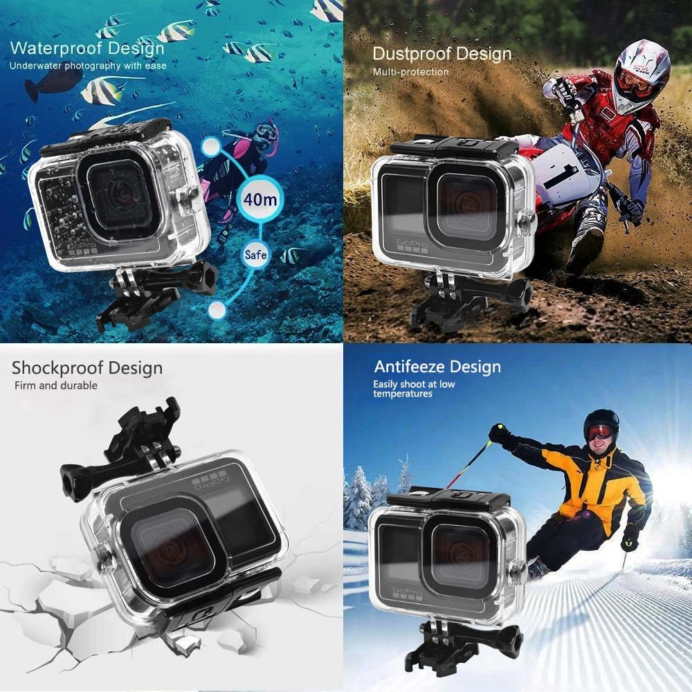 For GoPro 9 7 8 Case Waterproof 40M Housing Diving Protective For Go Pro 9 8 GoPro9 Underwater Cover Accessories