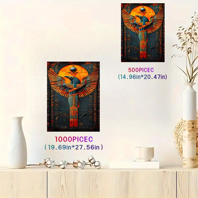 Puzzle 2026, Puzzle Papierowe DIY, Egipski Faraon, Bóg Horus, Tajemniczy Starożytny Egipski Obraz Ścienny, Gruby Biały Karton