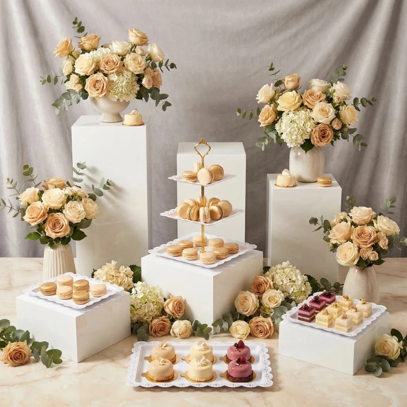 

Набор из 11 предметов: Подставка для торта, десертов, фруктов, печенья, центральные украшения для стола, цветочная гирлянда для свадьбы, крещения, дня рождения, вечеринки