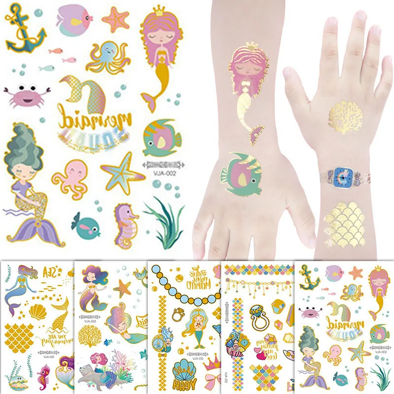 Little Mermaid Party Favors Cartoon Mermaid Sticker Bracelets Ring Glasses Clap Circle Gift Bags for Girls Birthday Party Gifts