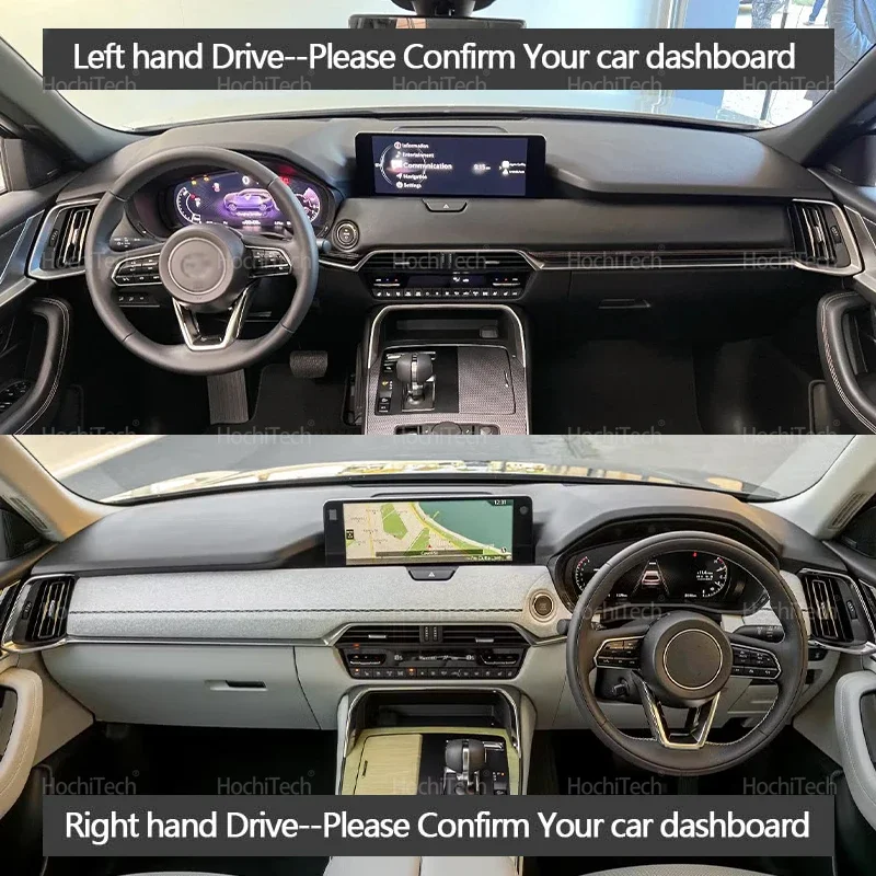 تصفيف السيارة جلد الغزال الأسود داشمات غطاء لوحة القيادة وسادة داش حصيرة السجاد لمازدا CX-90 CX90 CX 90 KK 2023 2024 2025 2026 #2