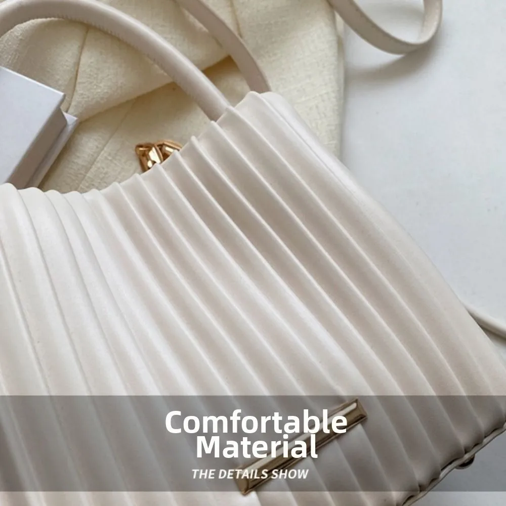 

Портативная сумка-мессенджер с плиссированным дизайном, стильная сумка через плечо с цепочкой, элегантная сумка-ведро для работы