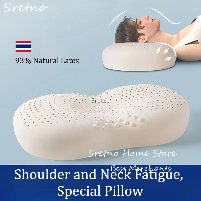 SRETNO 93% Natural Latex Pillows for Sleeping Aid, Specifically Designed for Cervical Spine, Fit To Protect The Neck almohadas