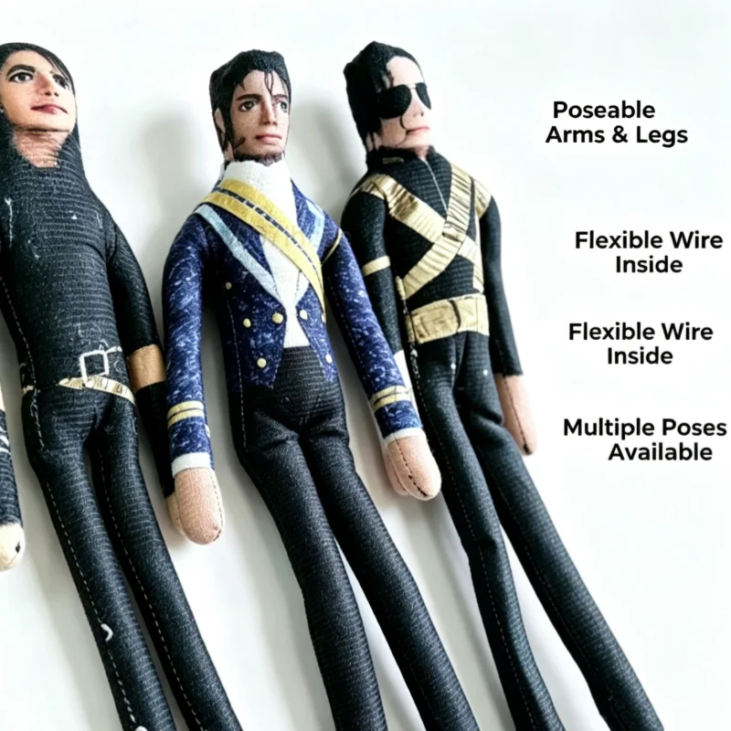 Neue Pop-König Michael Jackson Plüschpuppe Cosplay-Requisite mit flexiblen, beweglichen Gelenken – MJ Plüsch-Abstrakt-Figur, Sammlerstück, Partygeschenk für Fans – Detail 5