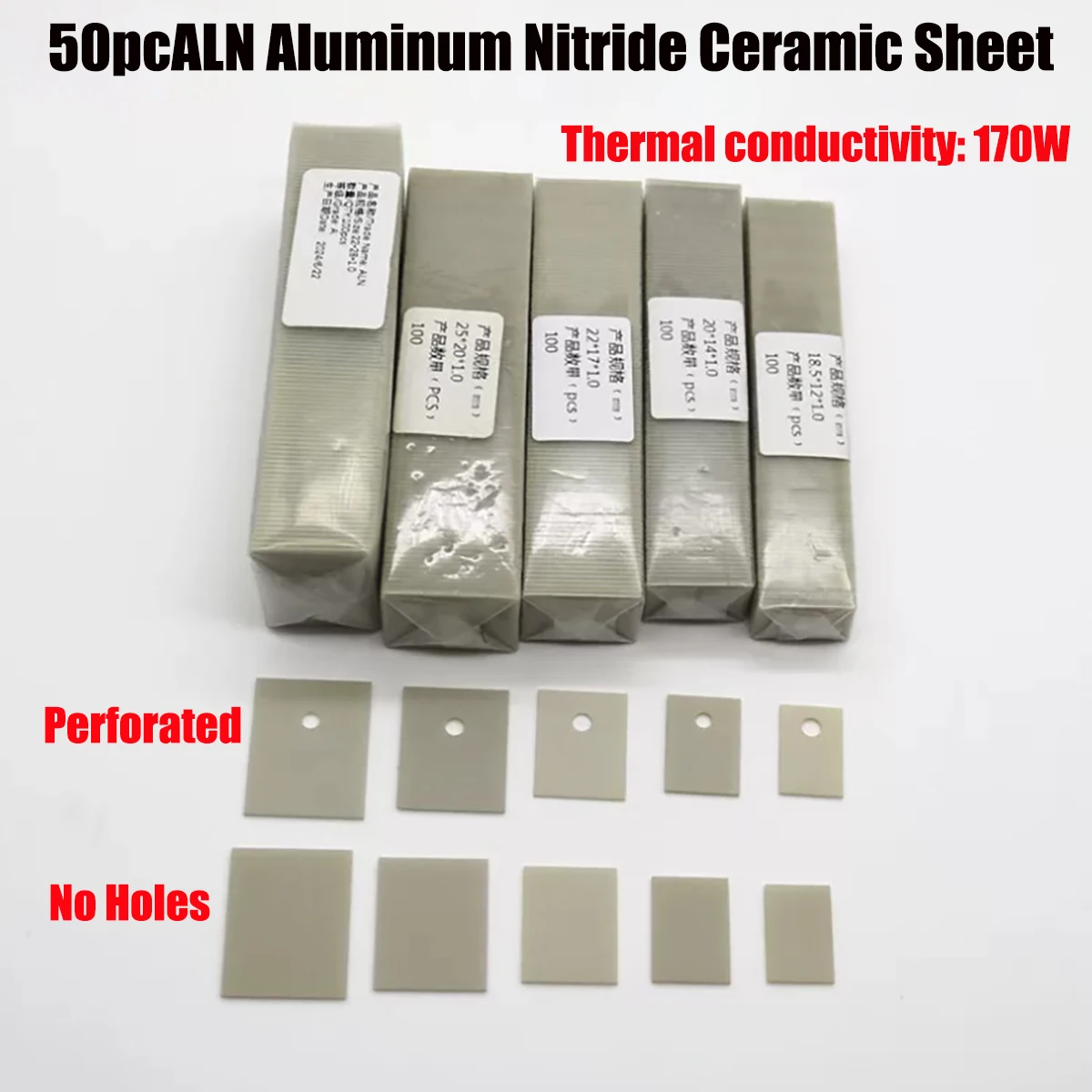 50pcALN Aluminum Nitride Ceramic Sheet 170W High Thermal Conductivity for MOSFET TO-220Power Transistor Insulation Heat Sink Pad