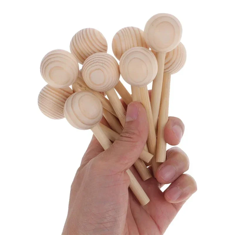5 قطعة/الوحدة مصاصات خشبية غير مكتملة ، أعواد حلوى خشبية ناعمة مع كرات لمشروع الفن اليدوي ، ديكور المنزل ، حفلة عيد ميلاد #5