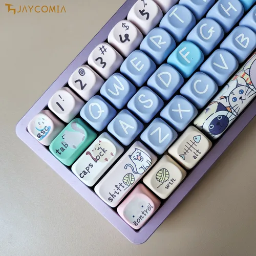 MOA PBT Keycaps francés alemán español Abnt2 coreano inglés Keycap Dye Sub dibujos animados para teclado mecánico con diseño ISO FR ES DE KR
