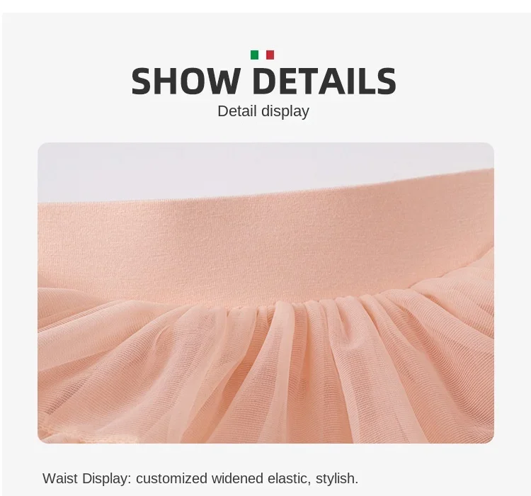 Mädchen 1-10 Jahre Spitzen-Tutu-Rock Flauschiger Chiffon-Petticoat Einfarbige Tutu-Röcke Mädchen-Tanzrock Kinder-Tüll-Petticoat – Detail 6