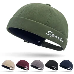 Spring Summer Men's Docker Beanie Cap Retro Letter Brimless Sailor Fisherman Leon Hat Adjustable Ladies Landlord Hat Skull Cap