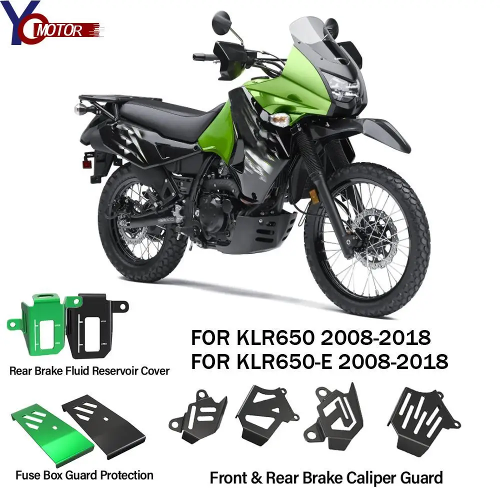 For Kawasaki KLR650 E 2008-2018 Motorcycle Accessories Fuse & Box Guard Brake Fluid Reservoir Front Rear Brake Caliper Cover Kit