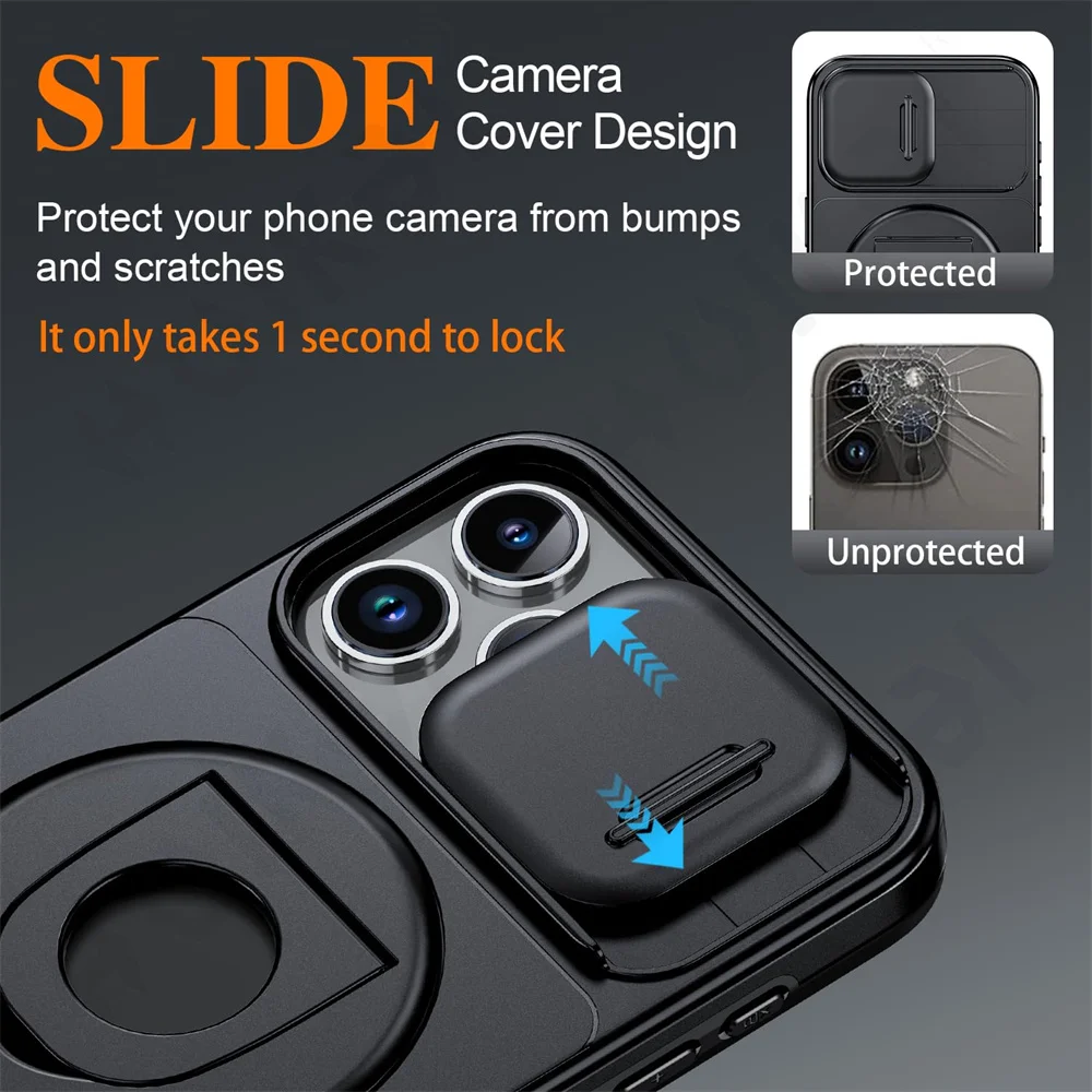 Case For iPhone 16 15 14 13 12 11 Pro XS Max Plus XR 8 7 Plus Magnetic Ring Shockproof Stand 360°Rotatable Drop Protection Cover