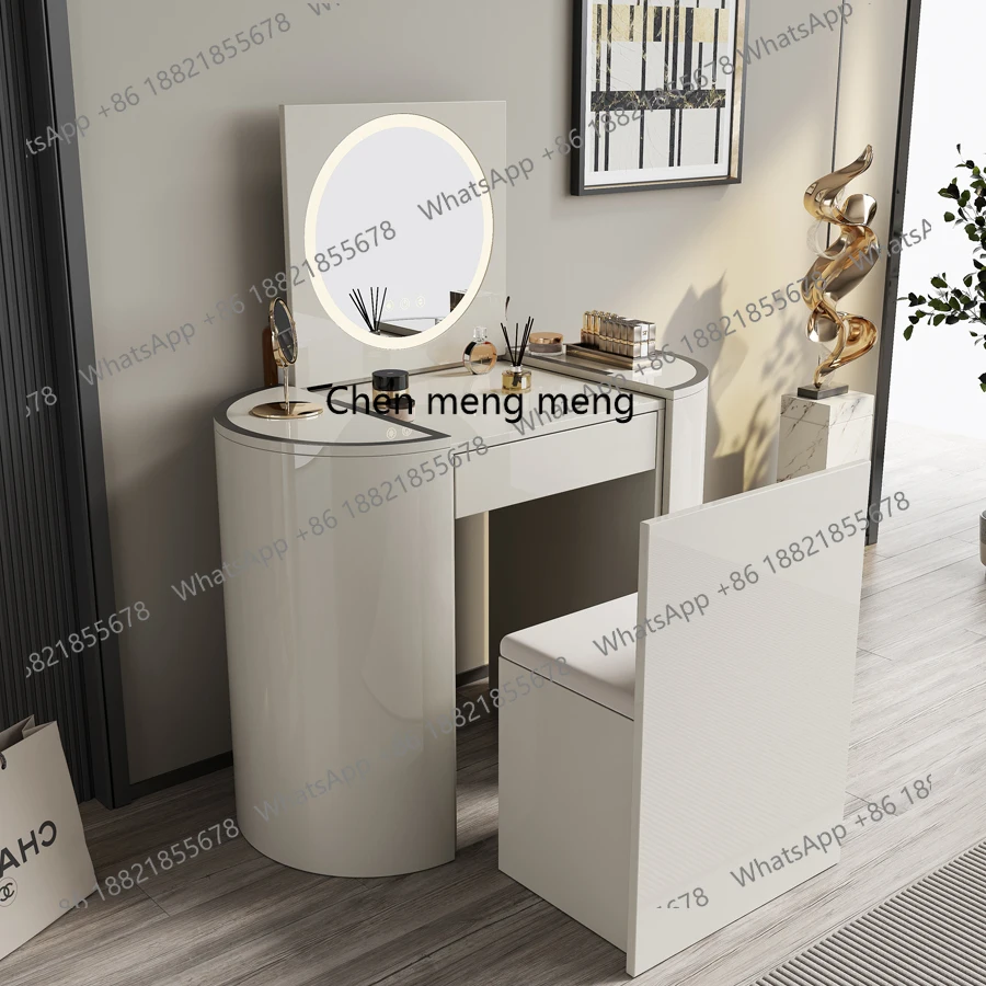 

Italian light luxury dresser master bedroom small apartment smart with lamp flip multi-functional dressing cabinet solid wood