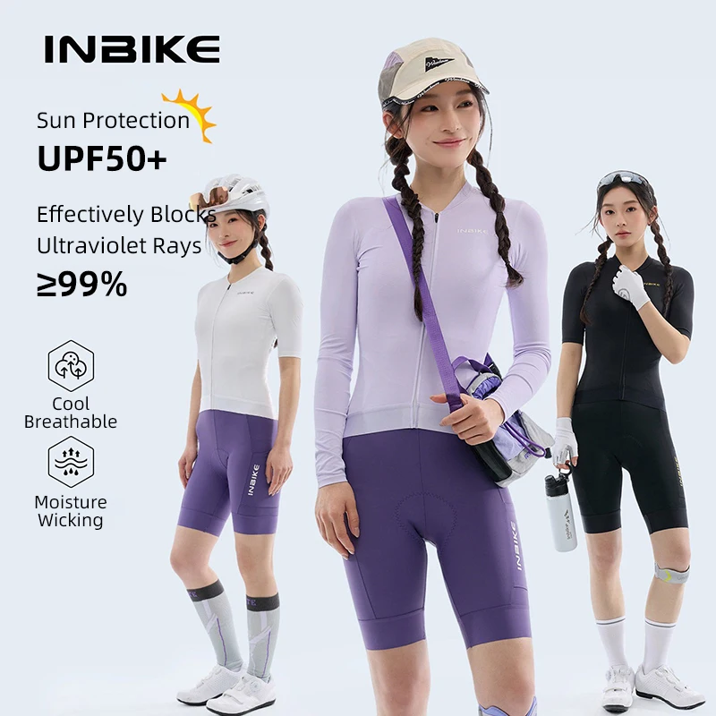 

INBIKE Новая весенне-летняя велосипедная майка с защитой от УФ-излучения, облегающая, для женщин, с длинным и коротким рукавом, дышащая, для шоссейного велоспорта