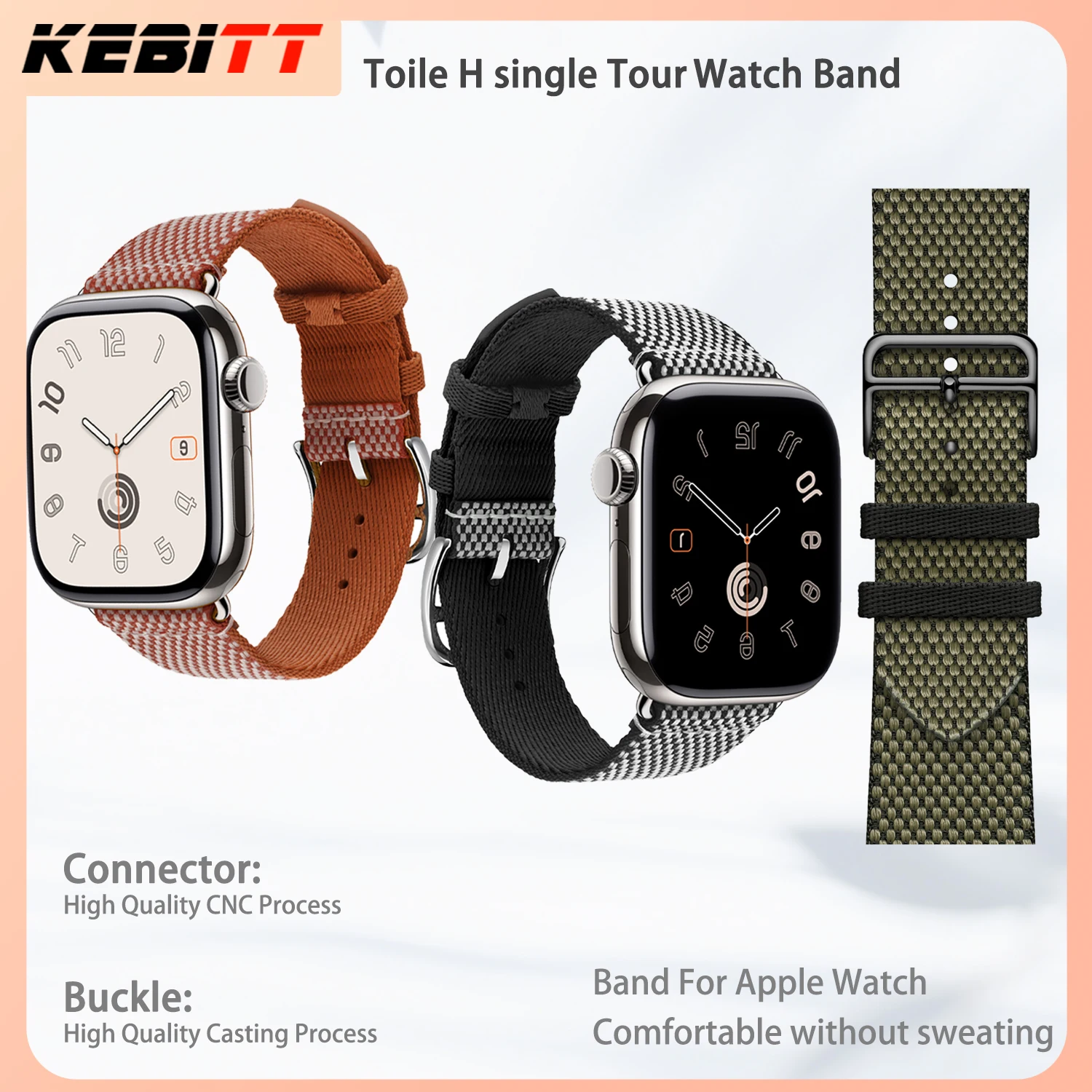

Kebitt New Gold Noir Ecru Toile H Single Tour Iwatch Band For Apple Watch Ultra2 10 9 8 7 6 Strap 42MM 41 49MM